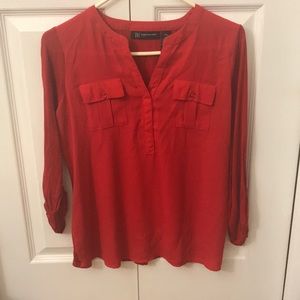 INC petite red blouse